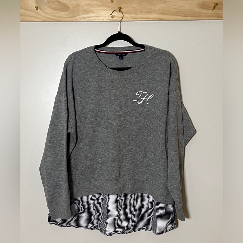 Tommy Hilfiger Long Sleeve Sweater Preppy Gray Women Size XXL
